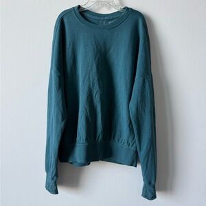Athleta Girl Ruched Teal Green Sweatshirt Size Large 12